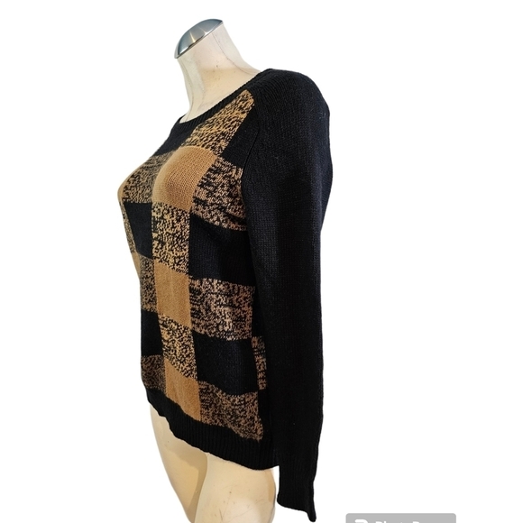 Halogen Size M Black Tan Sweater Angora Rabbit Hair - Picture 3 of 6